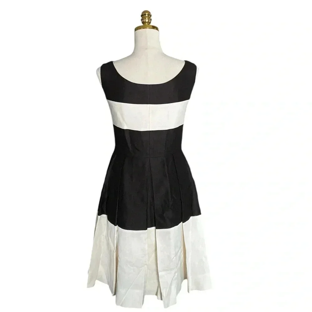 KATE SPADE | Black/White Color Block Fit & Flare Pleated Cocktail Dress Size 4